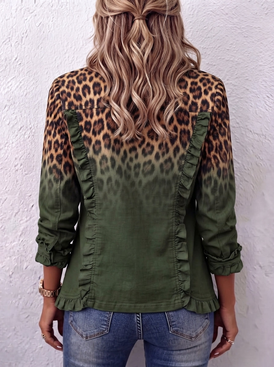 BEATRIZ | CHAQUETA LEOPARDO DEGRADADO CON VOLANTES