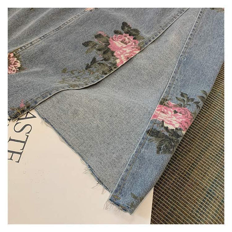 Falda vaquera floral