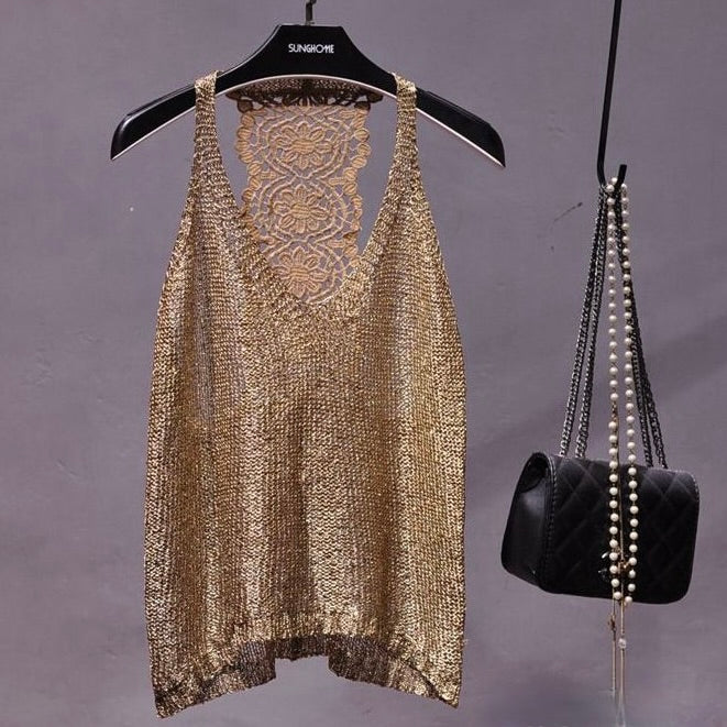 TOP DE PUNTO CON LENTEJUELAS