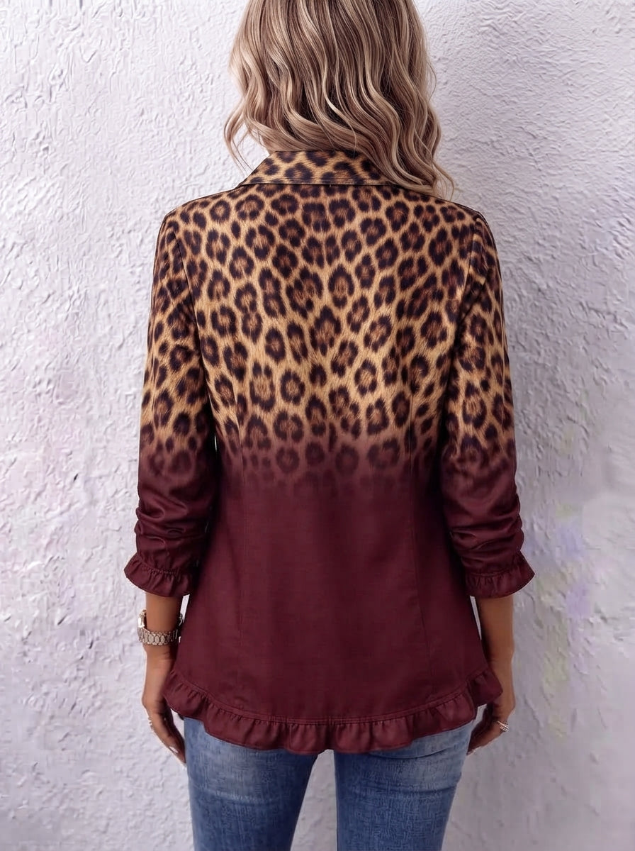 LIVIA | CHAQUETA LEOPARDO DEGRADADO CON VOLANTES