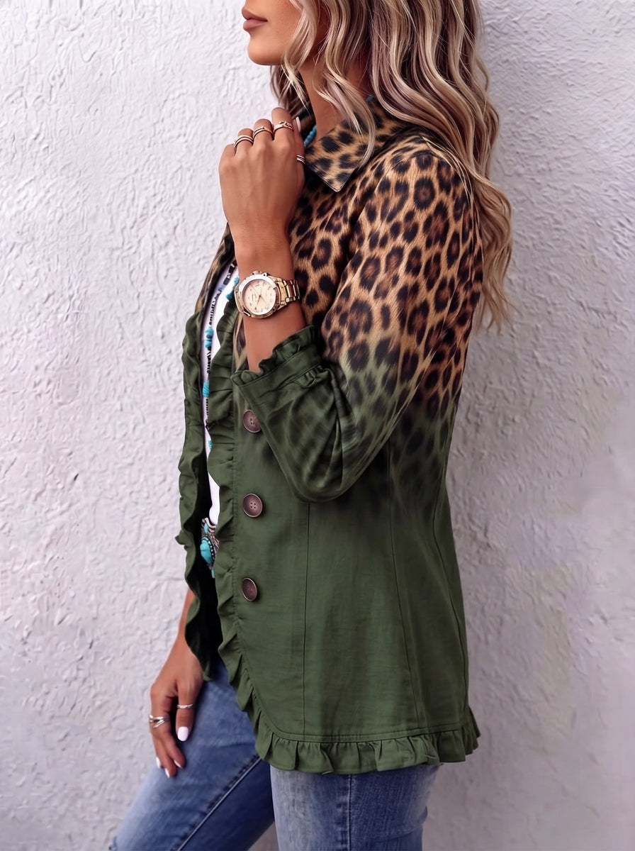 BEATRIZ | CHAQUETA LEOPARDO DEGRADADO CON VOLANTES