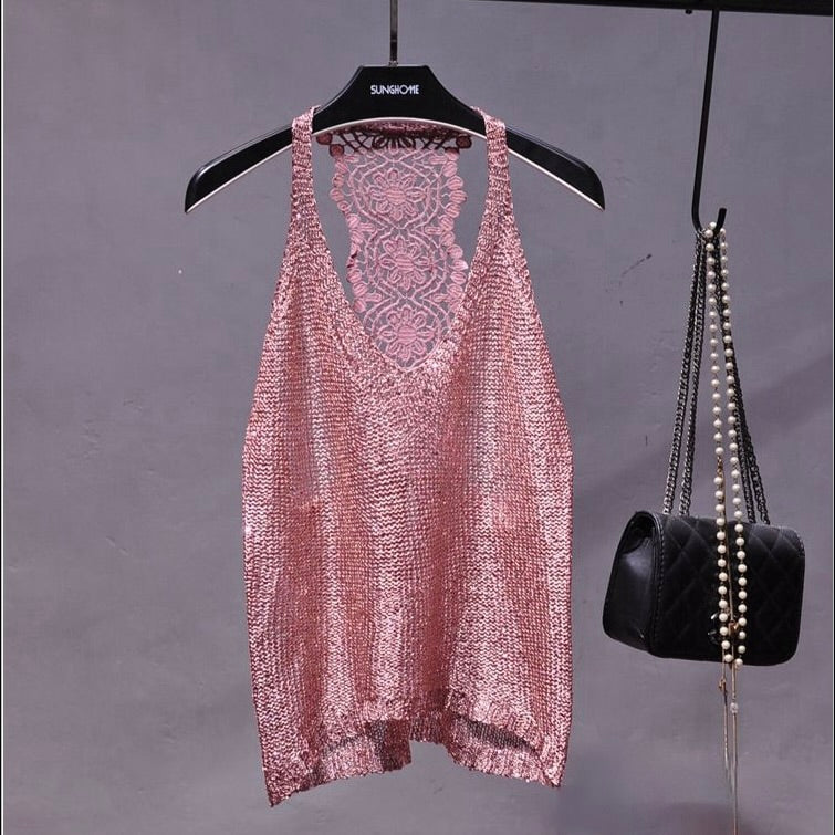 TOP DE PUNTO CON LENTEJUELAS