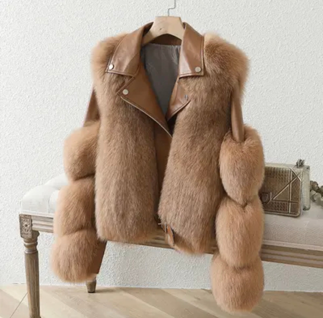 CHAQUETA DE CUERO Y PELO DE LUJO