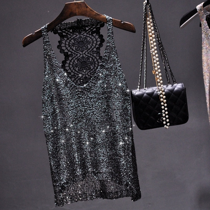 TOP DE PUNTO CON LENTEJUELAS