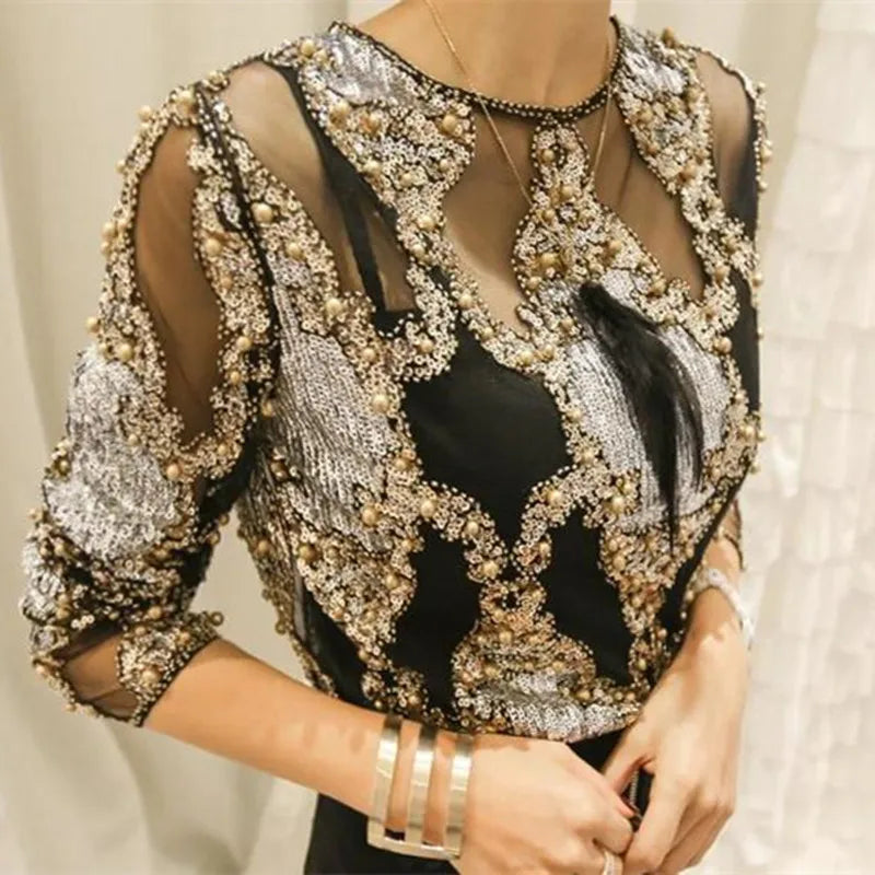 TOP DE LENTEJUELAS LUJOSO
