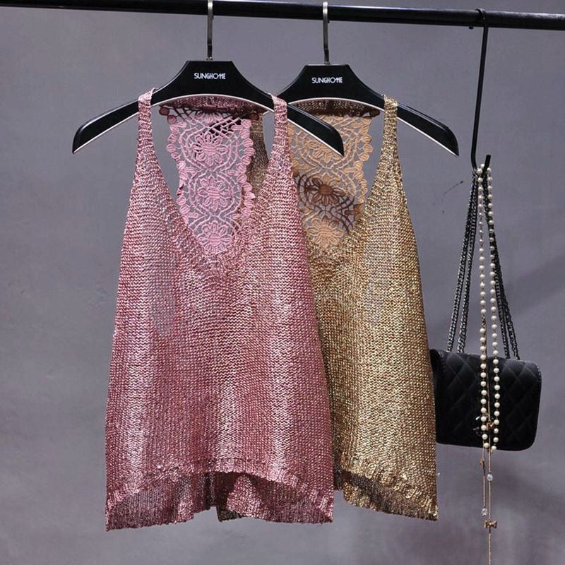 TOP DE PUNTO CON LENTEJUELAS