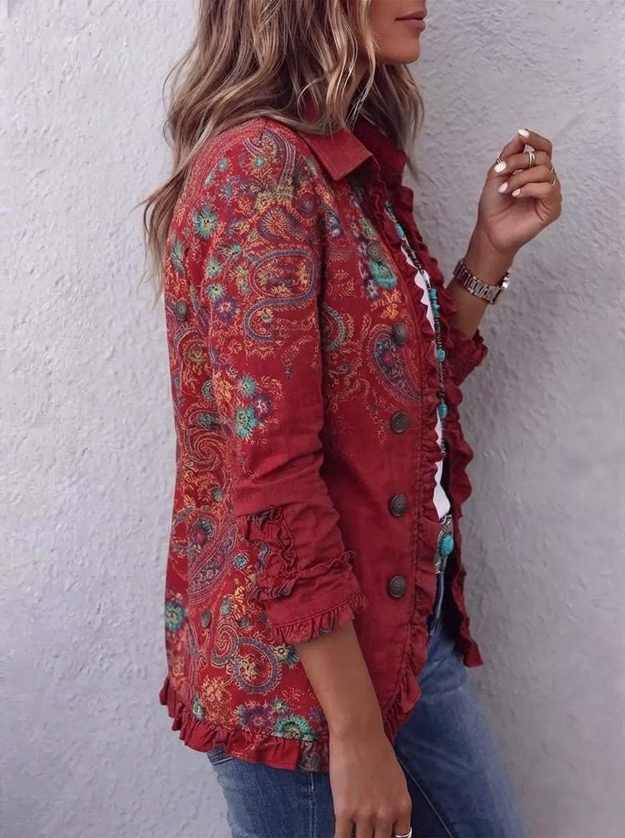 CARLOTA | CHAQUETA BOHEMIA PAISLEY CON VOLANTES