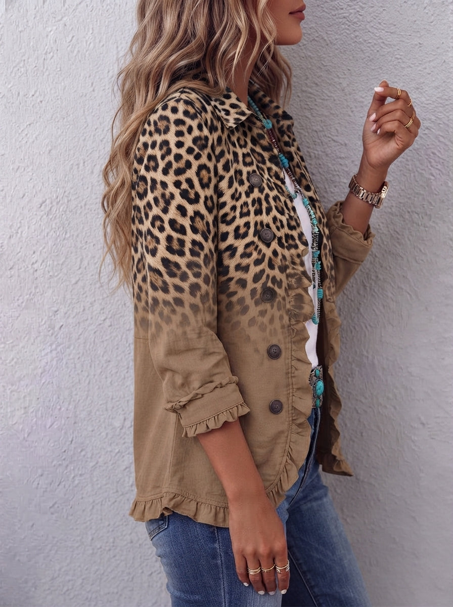 DONATELLA | CHAQUETA LEOPARDO VINTAGE DEGRADADO CON VOLANTES
