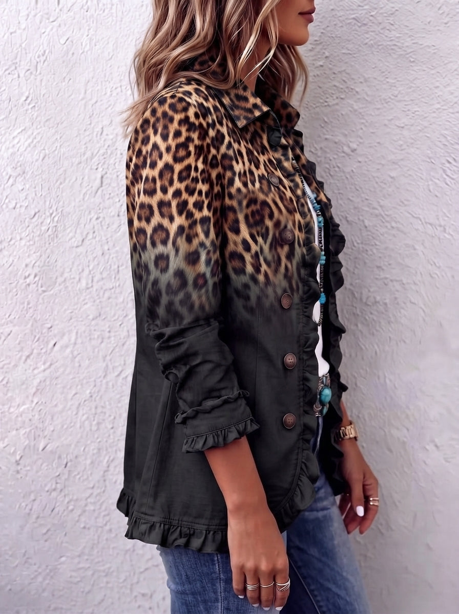 VALENTINA | CHAQUETA LEOPARDO DEGRADADO CON VOLANTES