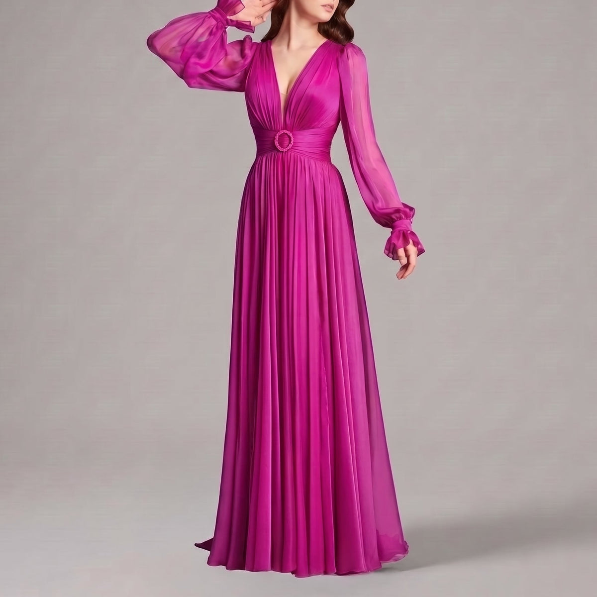 Eliana | Vestido de noche de gasa clásico