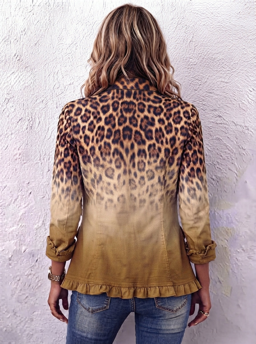 PAOLA | CHAQUETA LEOPARDO DEGRADADO CON VOLANTES