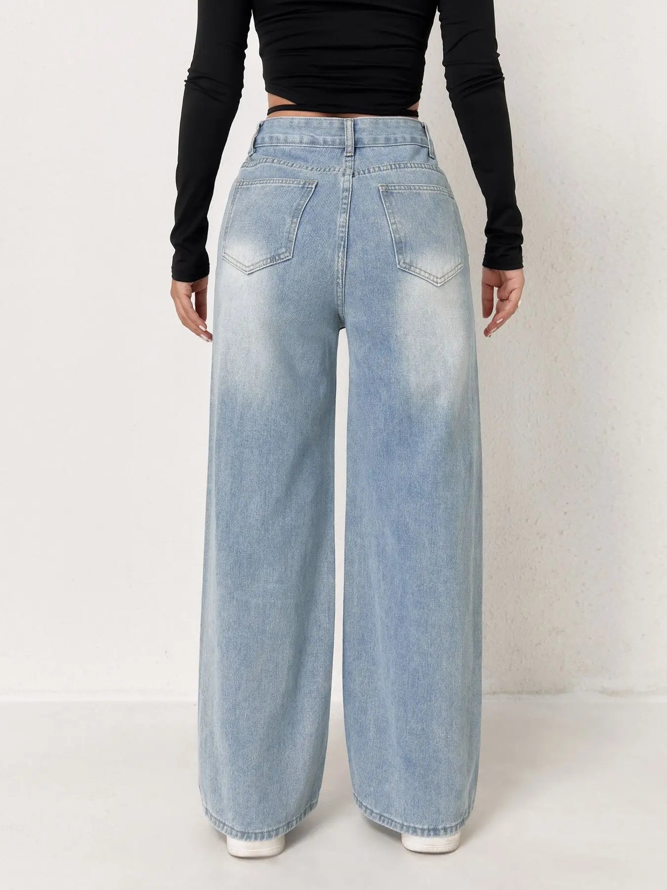 Light Blue Wide-Leg Denim Jeans