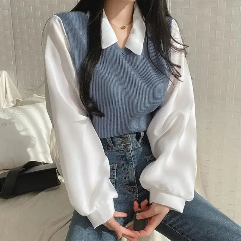 BLUSA DE CUELLO POLO DOS PIEZAS