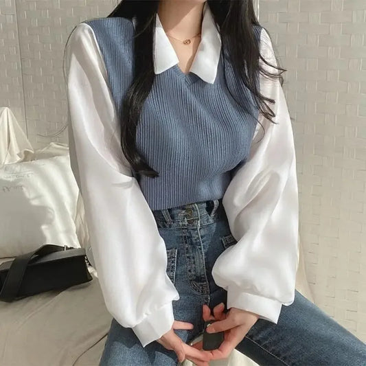 BLUSA DE CUELLO POLO DOS PIEZAS