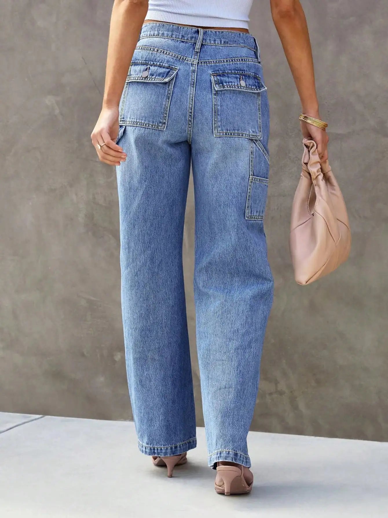Wide-Leg Straight Denim Jeans