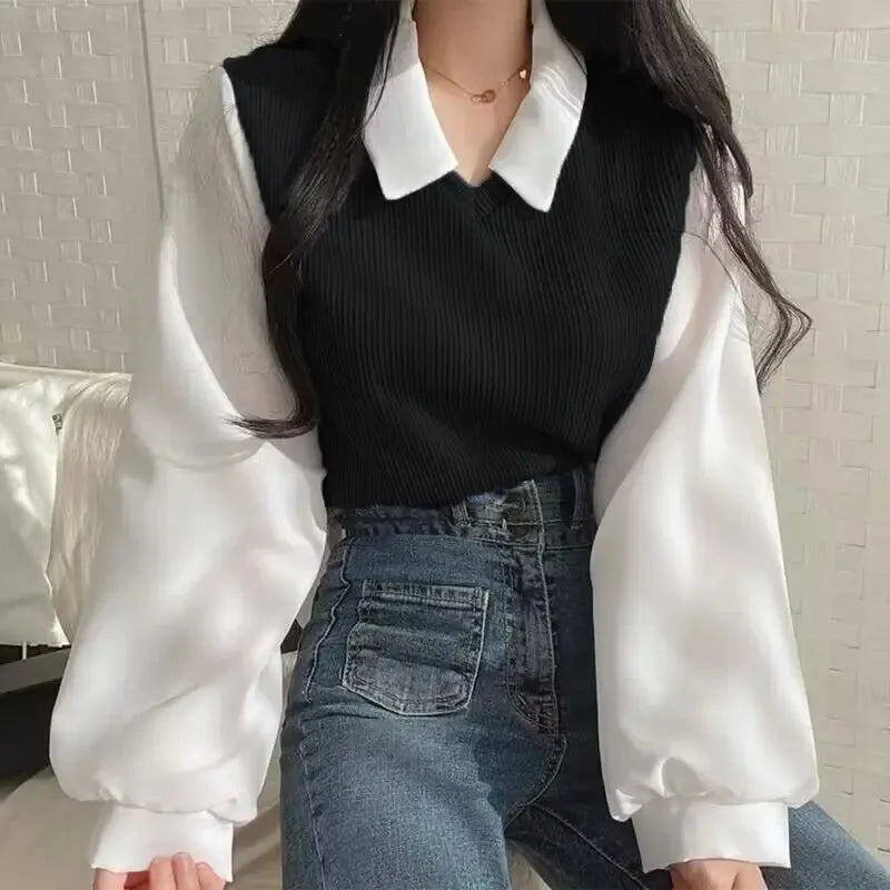 BLUSA DE CUELLO POLO DOS PIEZAS