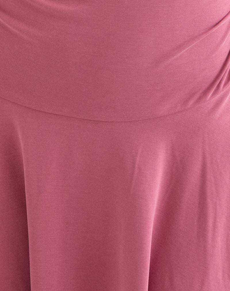 VESTIDO MINIO SUMO DE CUPRO EN ROJO FRAMBUESA