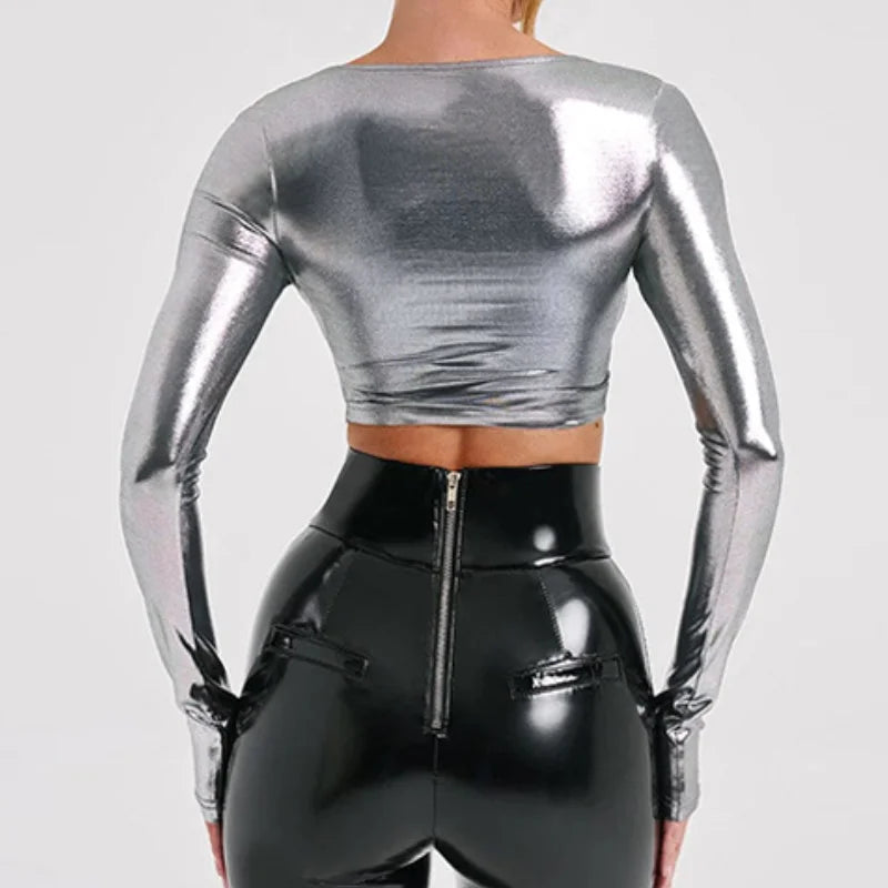 TOP DE CUERO BRILLANTE