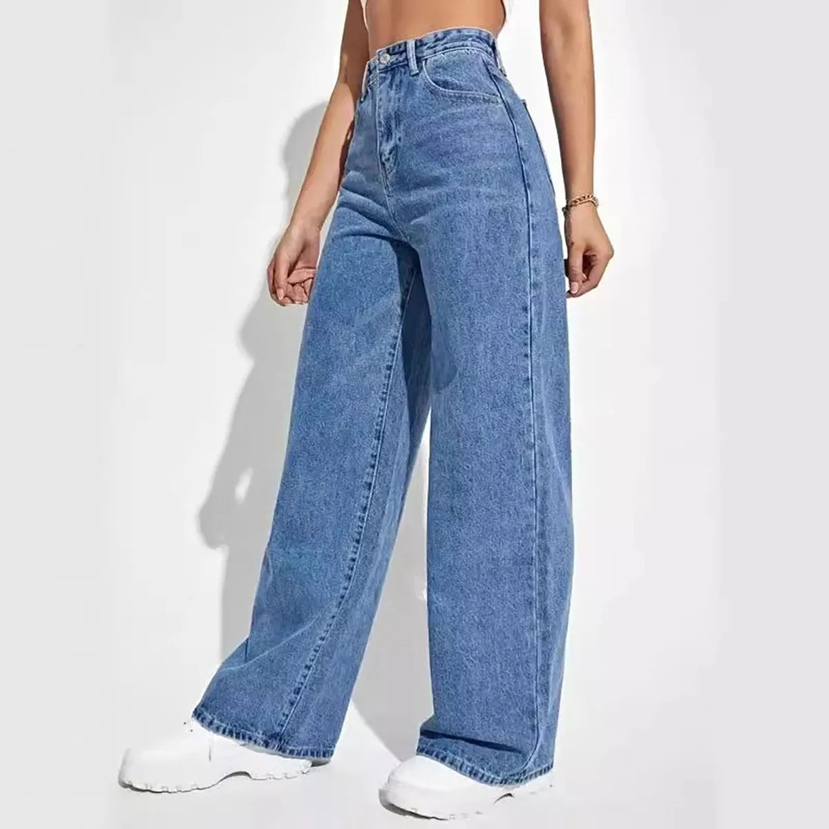 High-Waist Baggy Straight Jeans