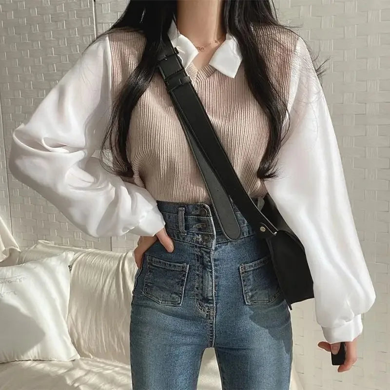 BLUSA DE CUELLO POLO DOS PIEZAS