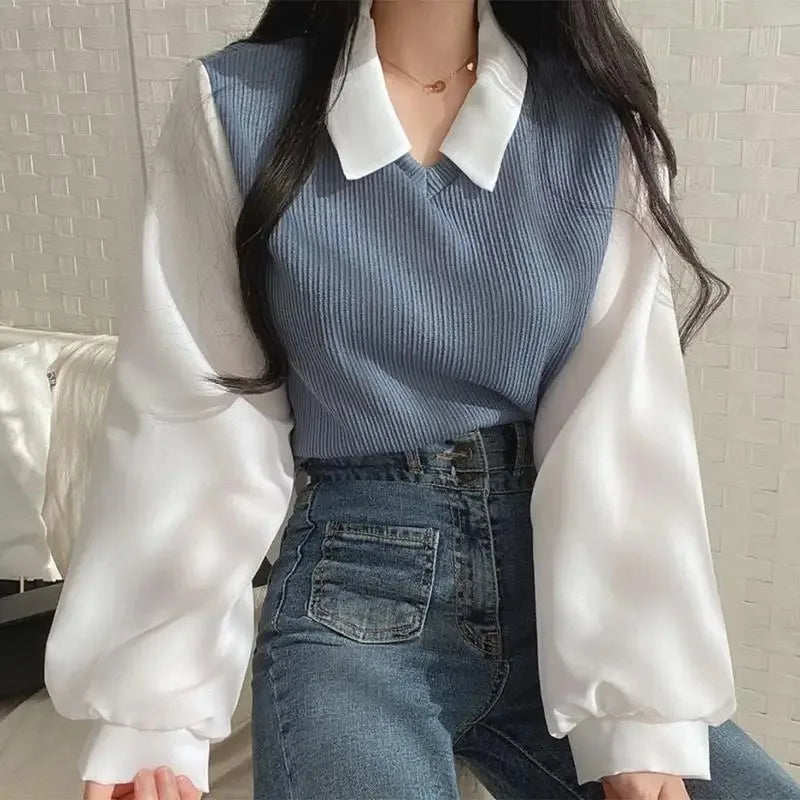 BLUSA DE CUELLO POLO DOS PIEZAS