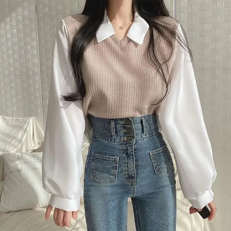 BLUSA DE CUELLO POLO DOS PIEZAS