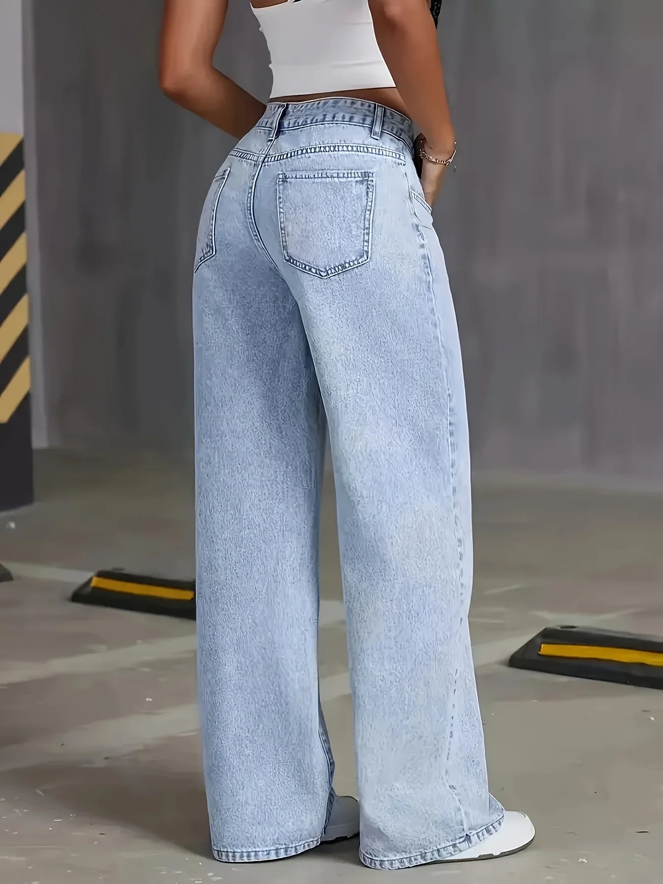 Light Blue Wide-Leg Denim Jeans