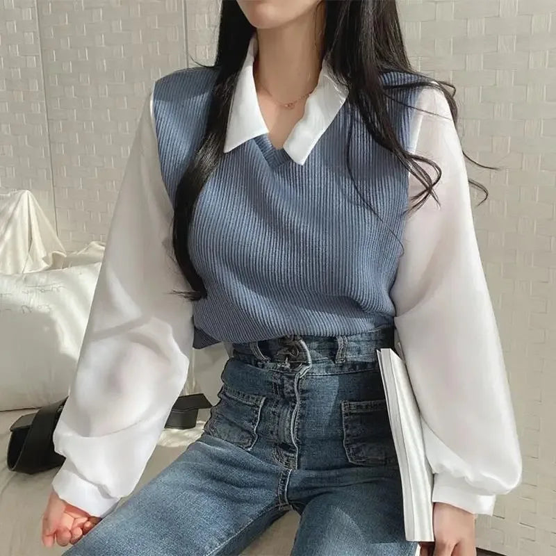 BLUSA DE CUELLO POLO DOS PIEZAS