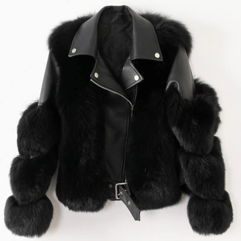 CHAQUETA DE CUERO Y PELO DE LUJO