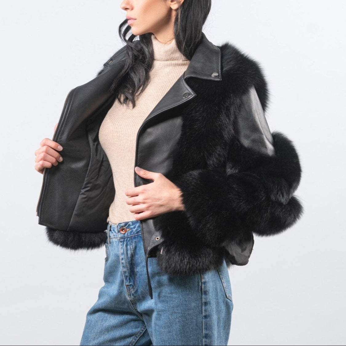 CHAQUETA DE CUERO Y PELO DE LUJO
