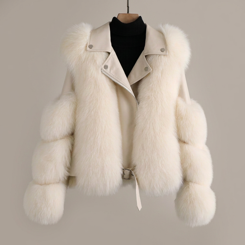 Chaqueta de cuero y pelo de lujo