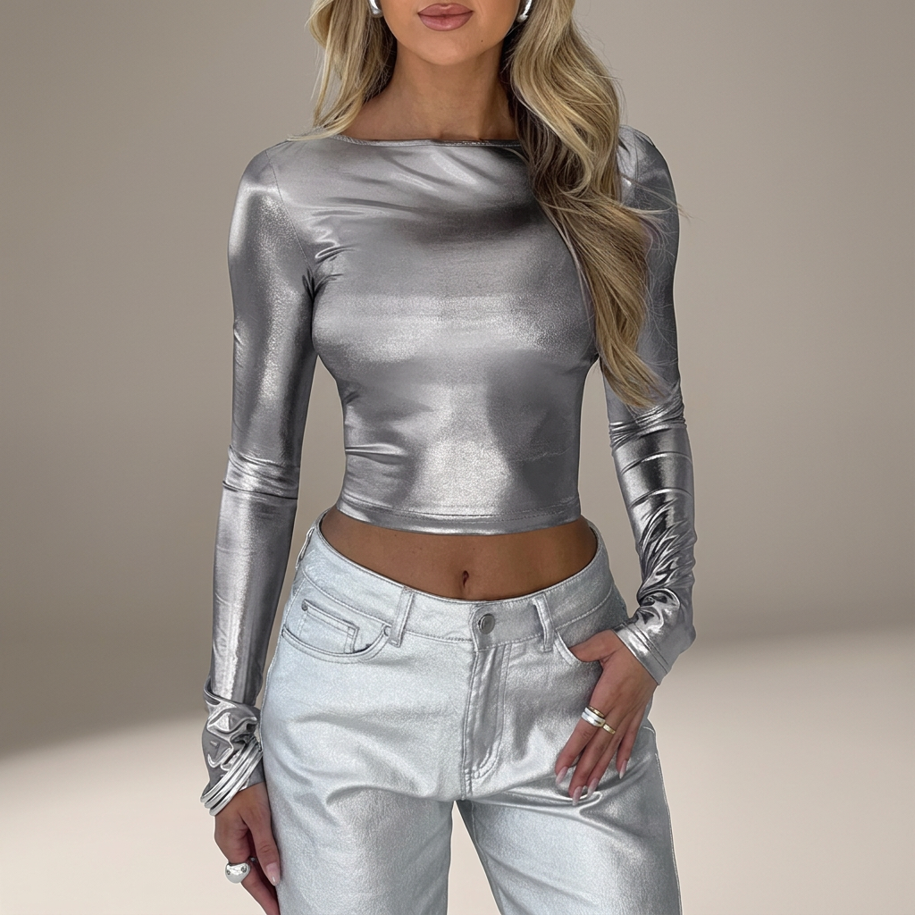 Top de cuero brillante