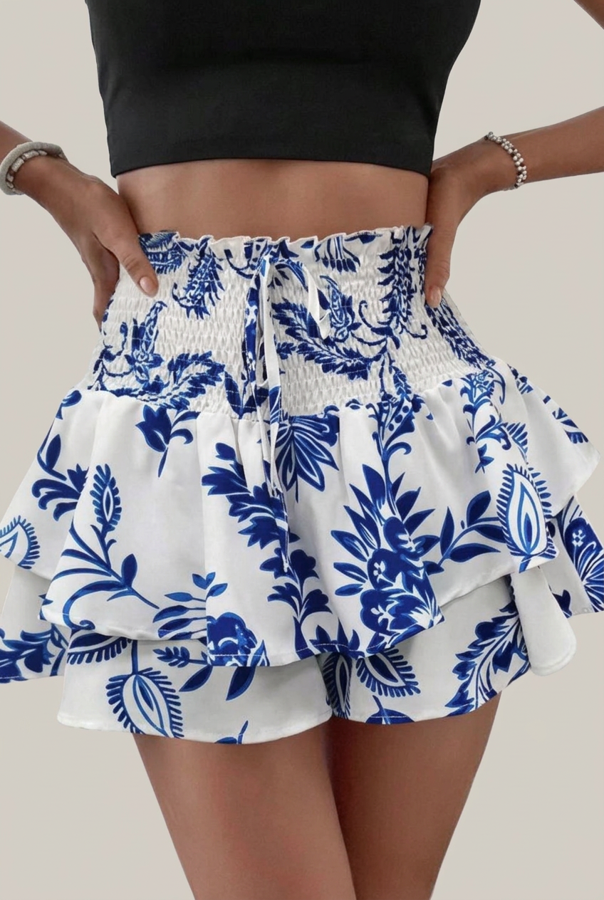 Falda pantalón floral mujer