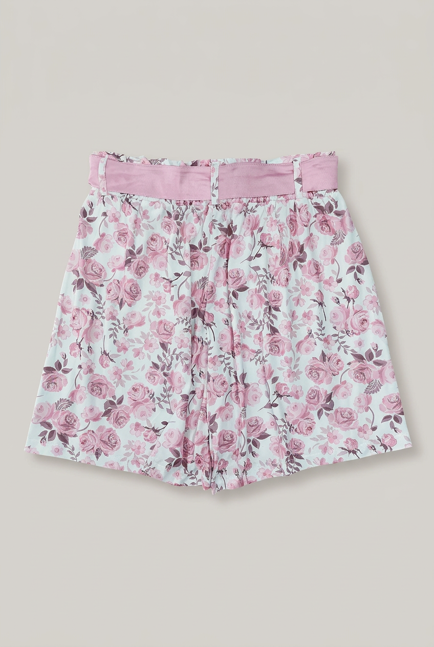 Shorts florales con cordones mujer