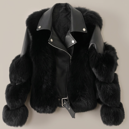 Chaqueta de cuero y pelo de lujo