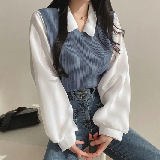 Blusa de cuello polo dos piezas