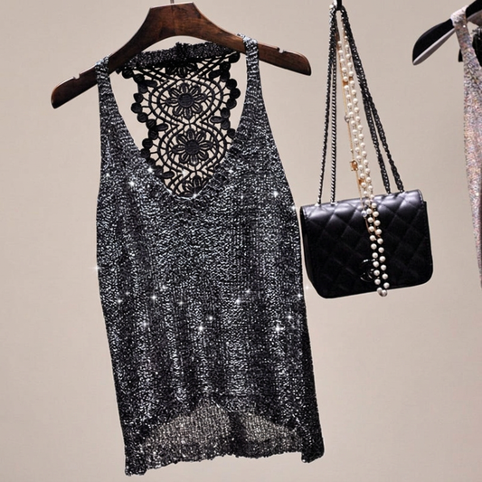 Top de punto con lentejuelas