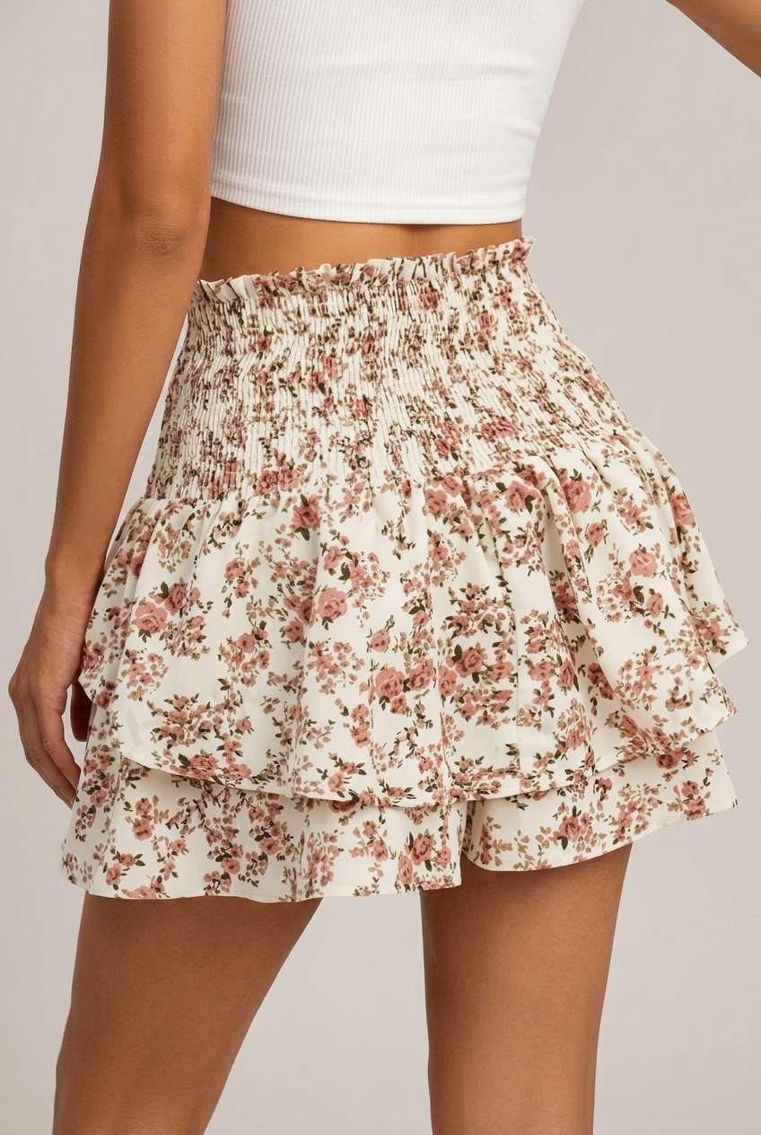 Falda pantalón floral mujer
