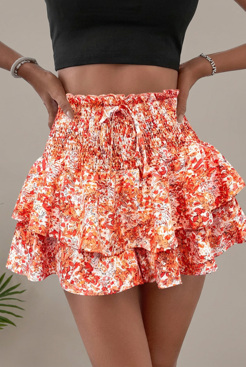Falda pantalón floral mujer