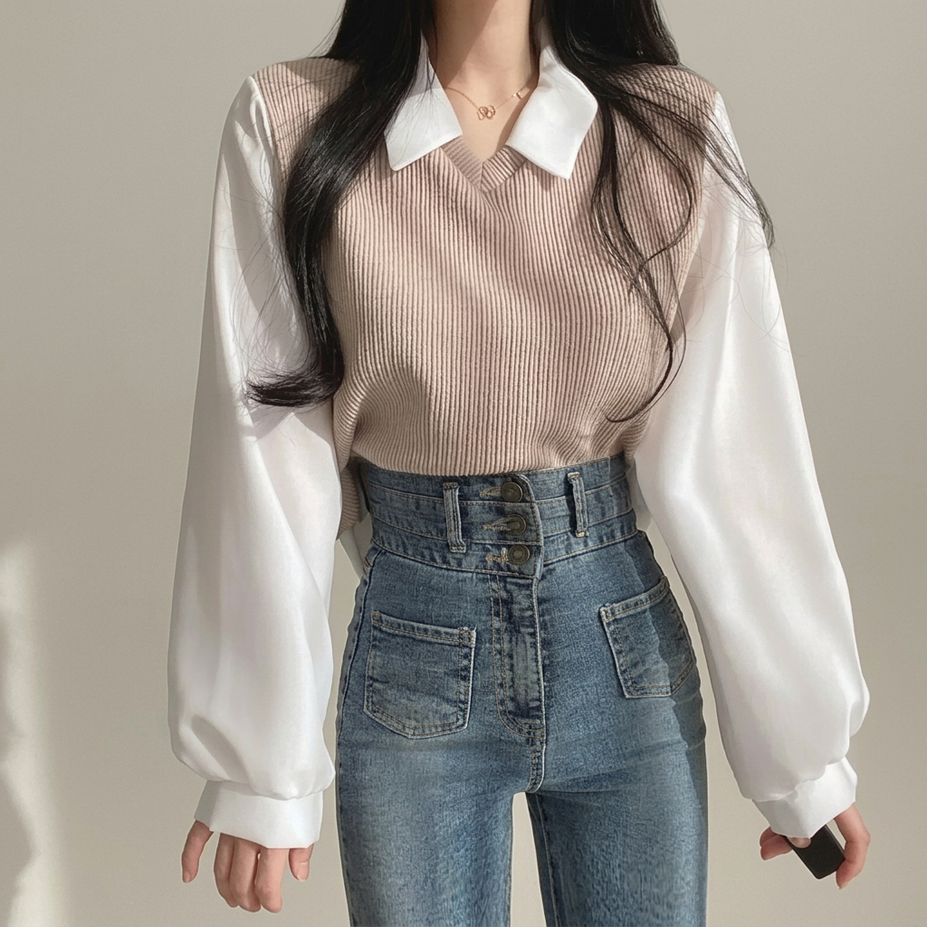 Blusa de cuello polo dos piezas