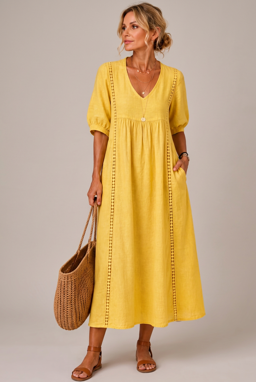 Santorini amarillo con fondo gris cálido