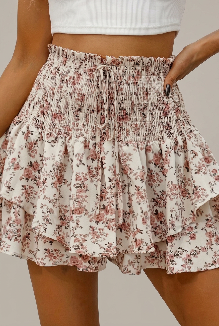Falda pantalón floral mujer