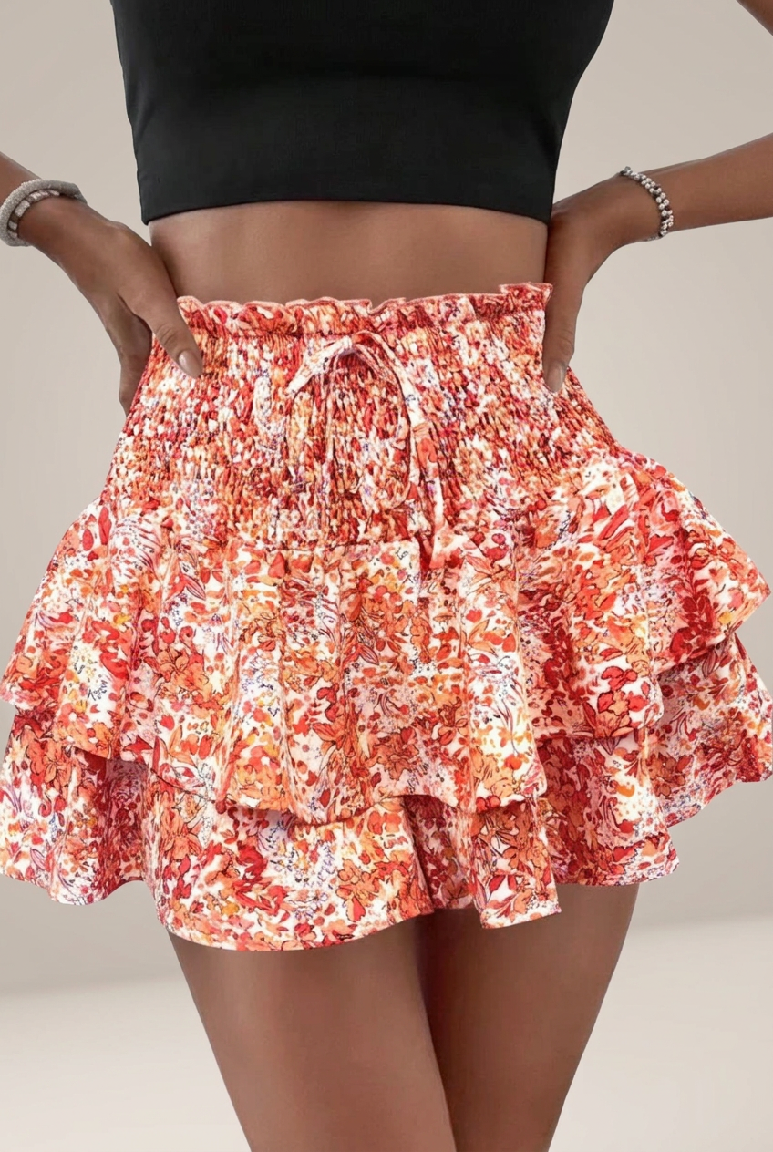 Falda pantalón floral mujer
