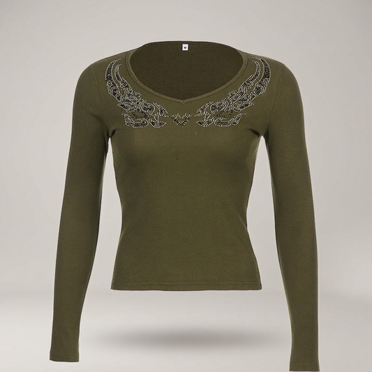 Top crop grunge con pedrerÍa