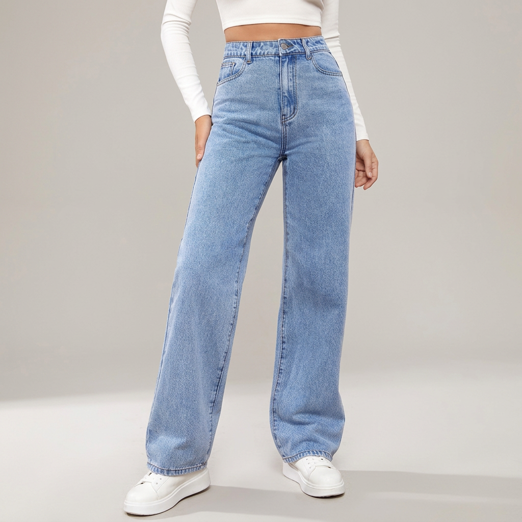 Vaqueros rectos baggy talle alto