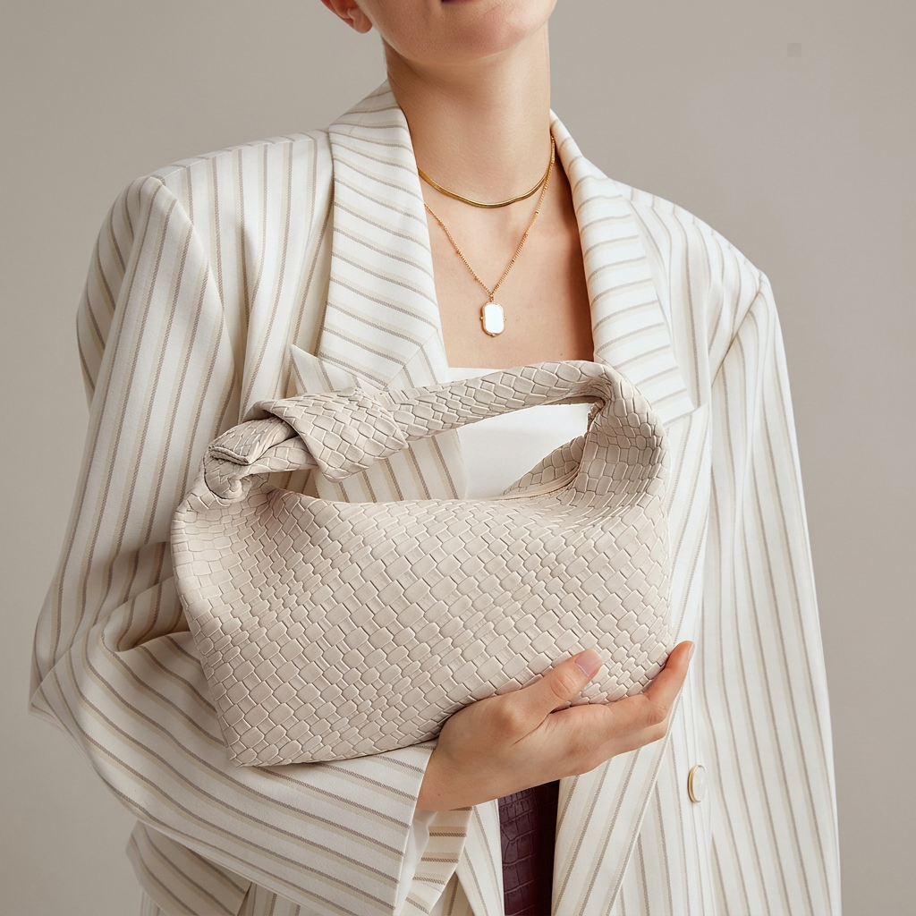 Bolso de mano tejido con nudo
