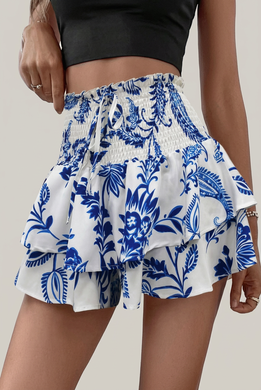 Falda pantalón floral mujer