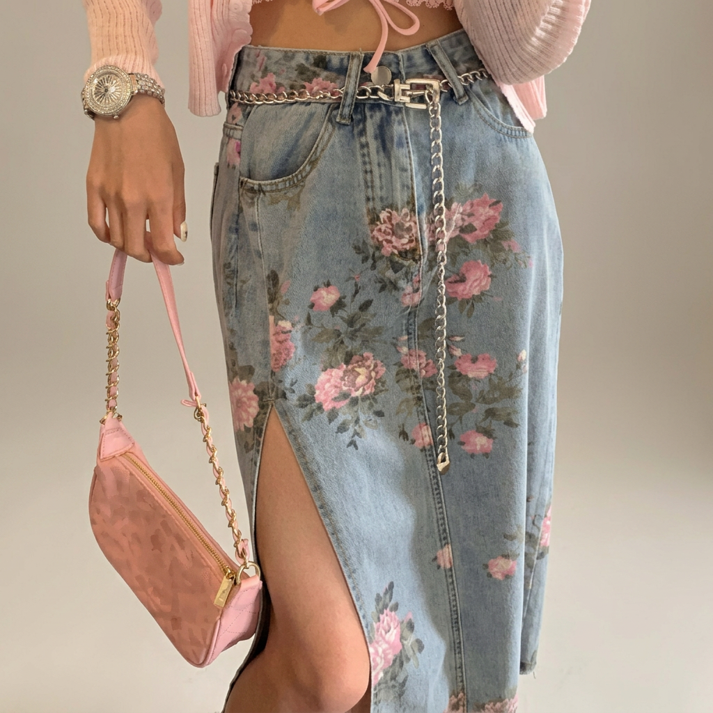 Falda vaquera floral