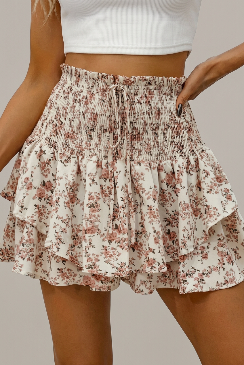 Falda pantalón floral mujer