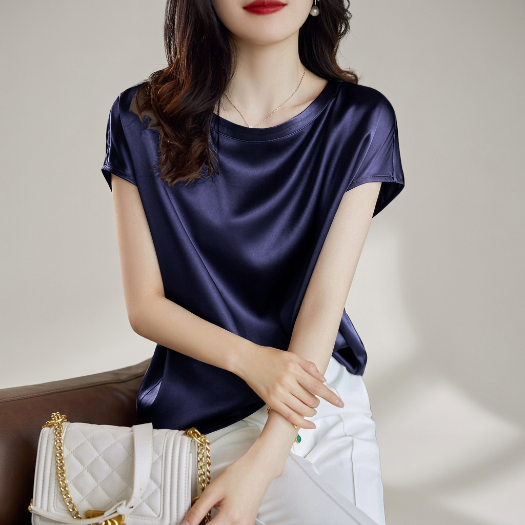 Top elegante de seda